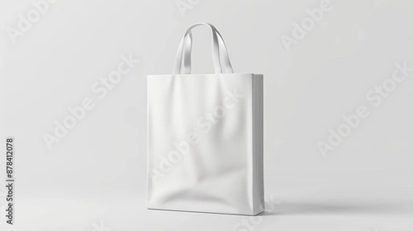 Fototapeta Mockup of white tote bag isolated on white background.