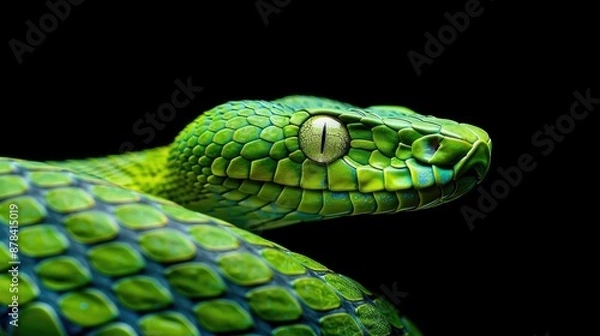 Obraz Green Pit Viper Close-Up: A Striking Look