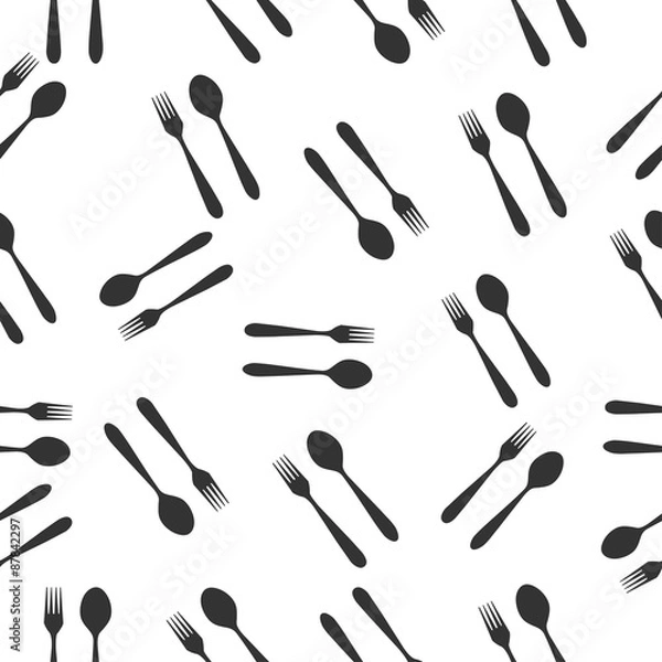 Fototapeta seamless pattern with fork and spoon