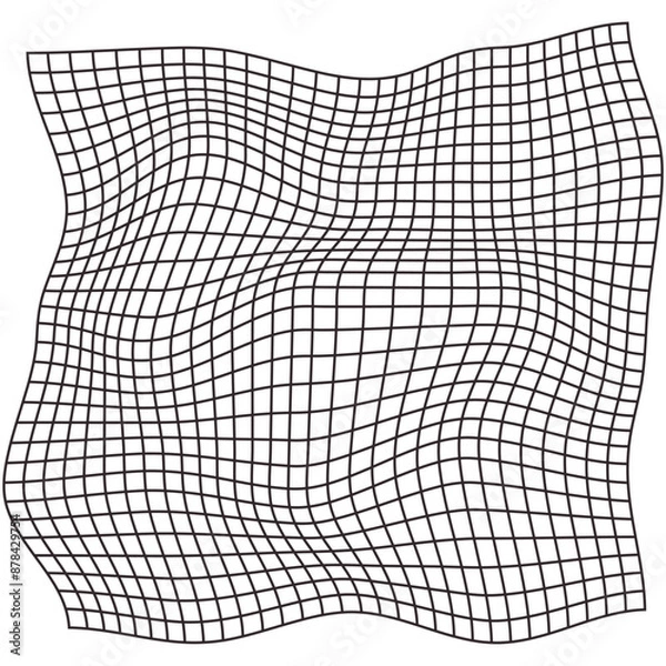 Obraz Grid, mesh, lattice with distort, deform effect. Distortion, deformation array of lines - Stock vector illustration, Clip art graphics