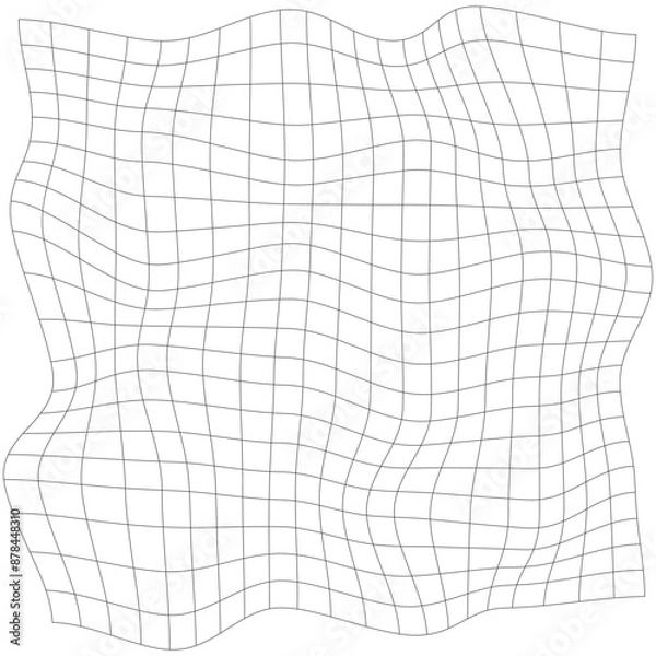 Obraz Grid, mesh, lattice with distort, deform effect. Distortion, deformation array of lines - Stock vector illustration, Clip art graphics
