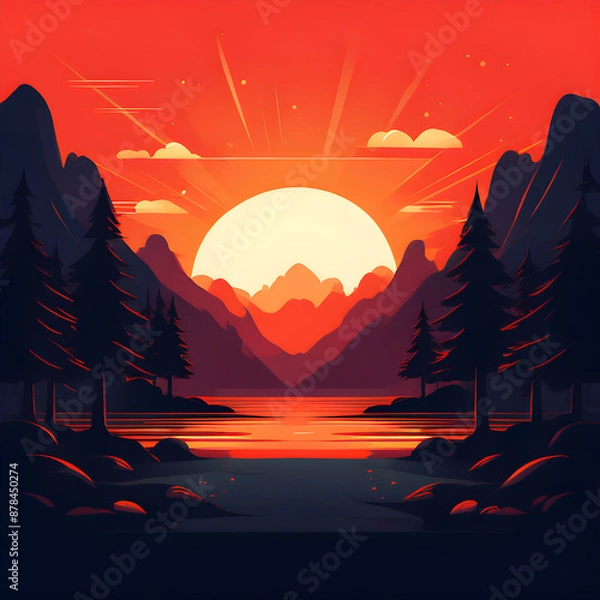 Obraz sunset in the mountains