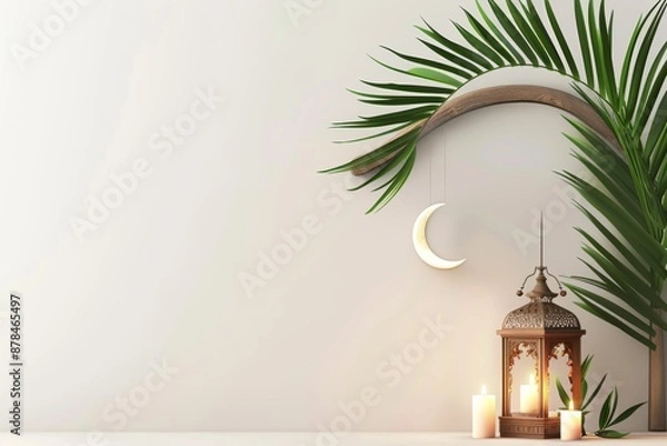 Fototapeta ramadan kareem design with a simple lantern with copy space