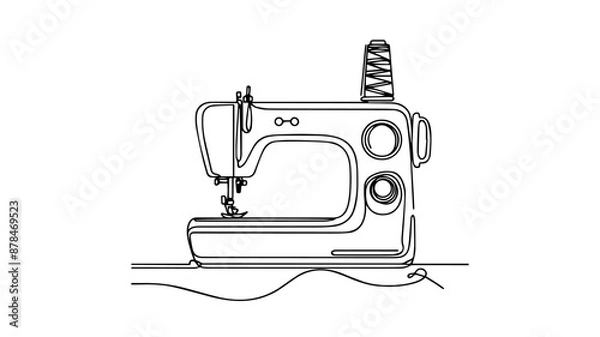 Fototapeta sewing machine one line illustration