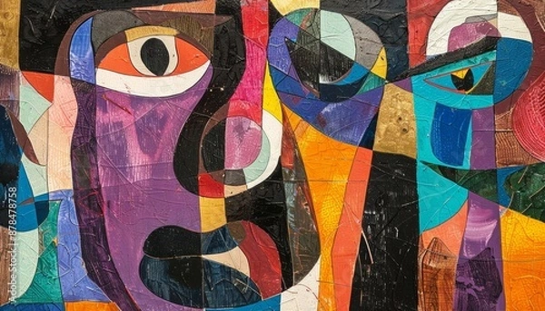 Fototapeta Abstract Depiction of the Return of the Prodigal Son with Vibrant Shapes
