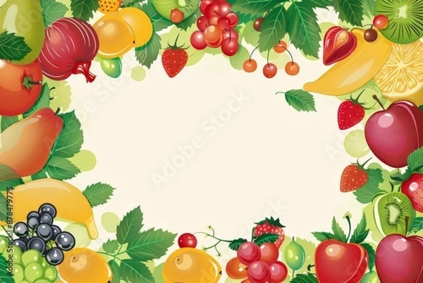 Fototapeta fruit themed frames and borders