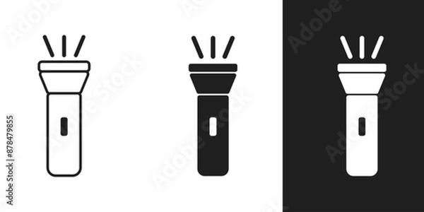 Obraz Flashlight lantern icon in 3 form.