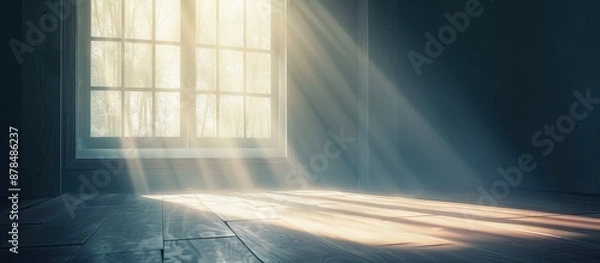 Obraz Background illuminated by sunlight streaming through a window, showcasing copy space image.