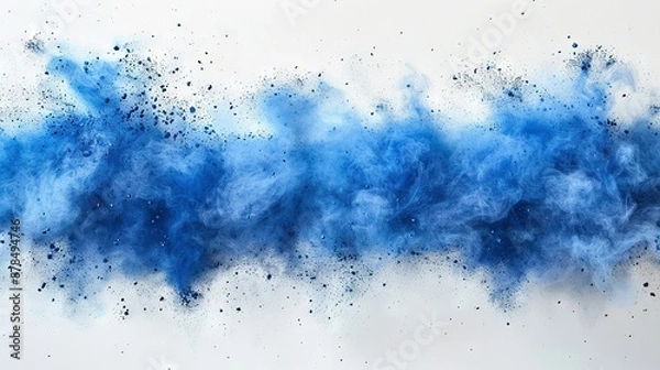 Fototapeta   A white background with a blue cloud of smoke floating in the air appears on a white background