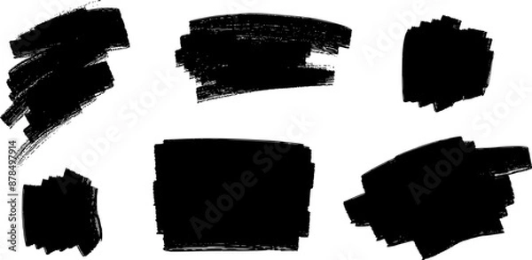 Obraz Ink and brush textured grunge stains set, vector illustration