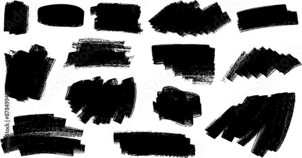 Obraz Ink and brush textured grunge stains set, vector illustration