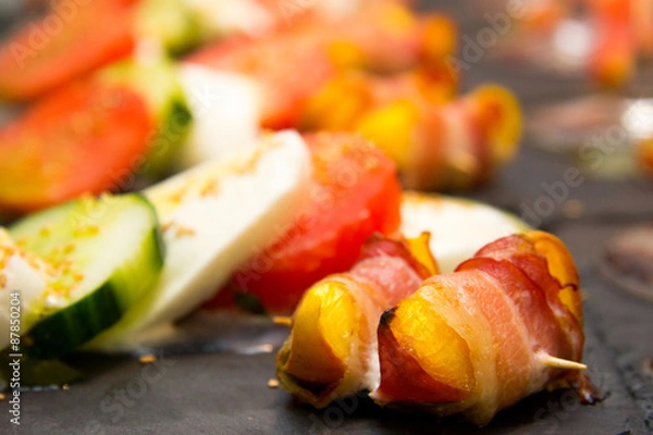 Obraz Pfirsich mit Bacon gebacken