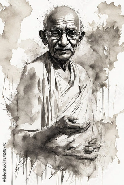 Fototapeta Illustration of Mohandas Karamchand Gandhi or Mahatma Gandhi