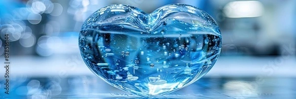 Obraz A heartshaped sculpture made of water is placed on a table