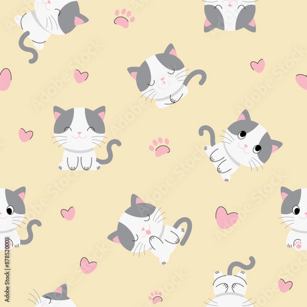Fototapeta seamless pattern with cute kittens