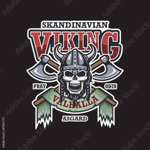 Obraz Viking emblem on dark background