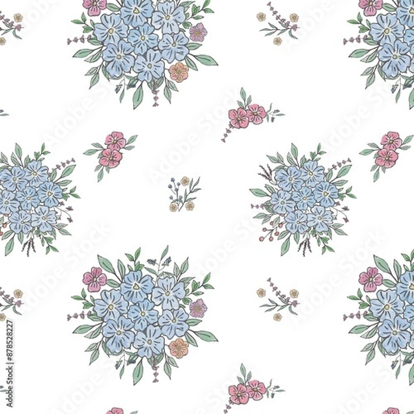 Obraz Seamless floral pattern with hand drawn elements