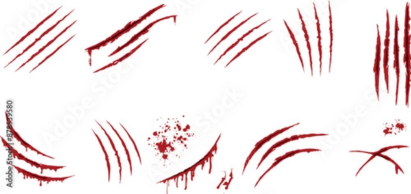 Fototapeta Scratches isolated on transparent background. Vector