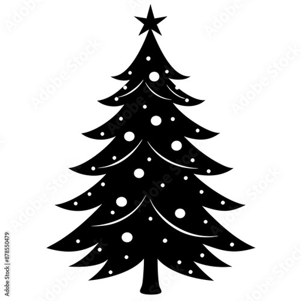 Obraz christmas tree vector illustration, green christmas tree isolated on white, tree vector art, christmas vector Line art