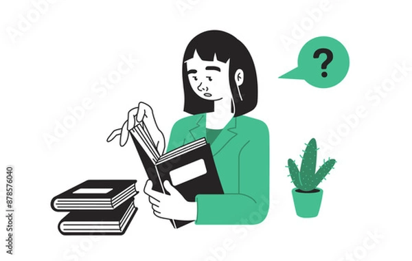 Fototapeta  Business concept illustrations. Research, reading, analysis, instruction, reporting.