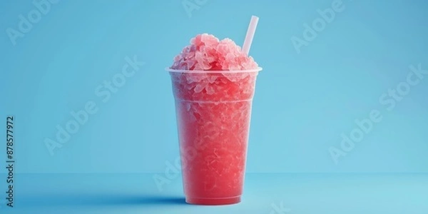 Fototapeta Refreshing 3D-Rendered Slushie in Cup on Minimalistic Background with Copy Space