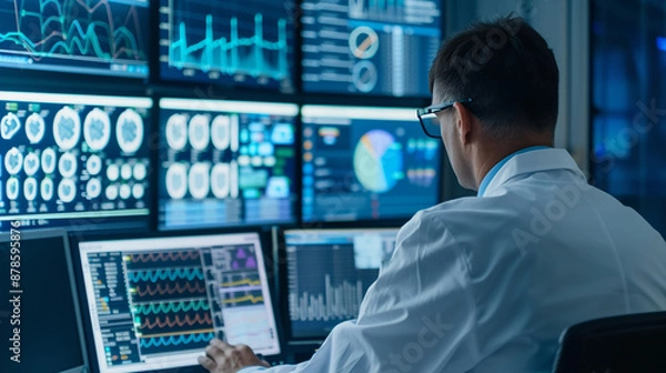 Fototapeta A healthcare analyst reviewing patient data for trends.