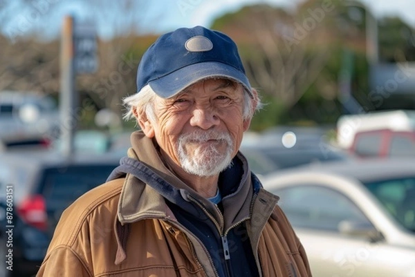 Fototapeta Latvia's Riga in 2019 An old man's wrinkled face in a fine art picture portrait.