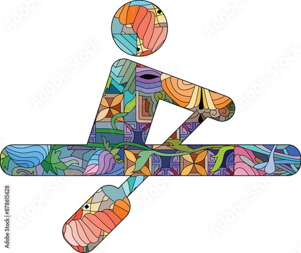 Fototapeta Icon ROWING in the style of abstract hand drawing.