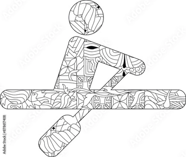 Fototapeta Icon ROWING for coloring in the style of abstract hand drawing.