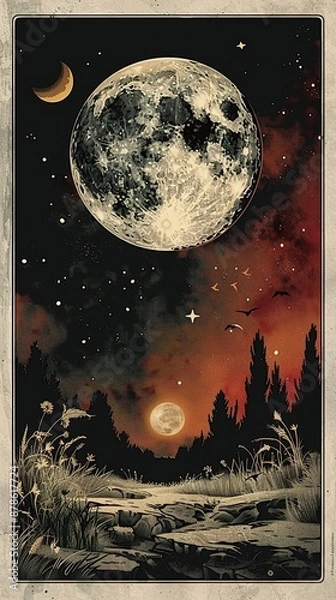Fototapeta illustrations of tarot cards, the theme of isoterics and fortune telling Generative AI