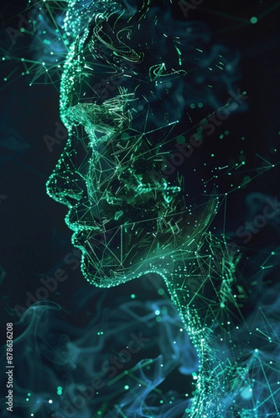 Obraz human encoding and artificial intelligence in high resolution with moving background image stock video footage, in the style of navy and green