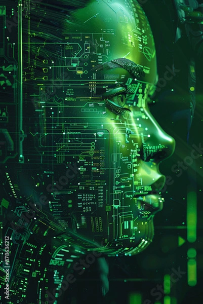 Obraz human encoding and artificial intelligence in high resolution with moving background image stock video footage, in the style of navy and green