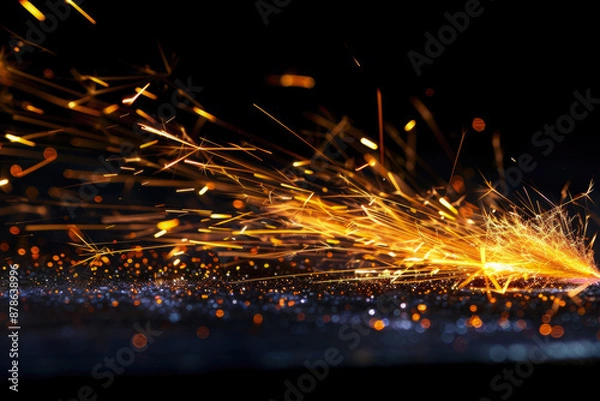 Obraz Bright Glowing Fire Sparks From A Fire On A Dark Background For Graphic Ideas Created Using Artificial Intelligence