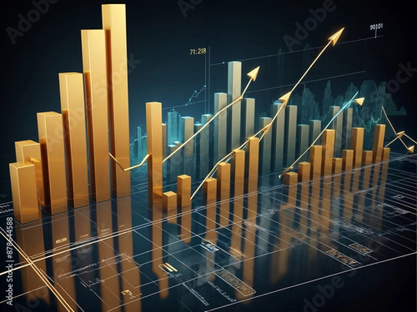 Fototapeta A bar graph with a single bar skyrocketing compared to flat competitors' bars.
