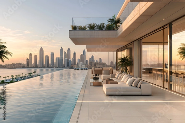 Obraz dubai skyline infinity pool appartment property for sale 2030	