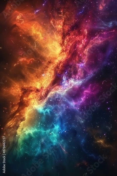 Fototapeta Vibrant Cosmic Nebula with Bright Colors in Outer Space