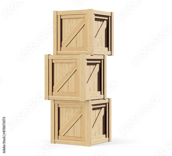 Obraz Wooden boxes. Isolated 3D illustration
