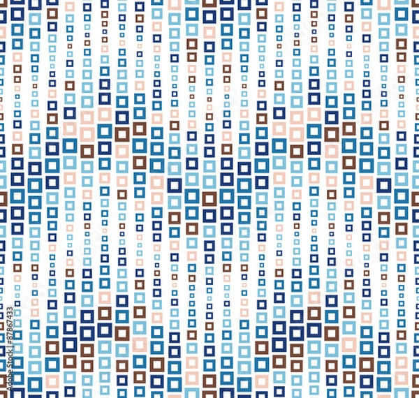 Fototapeta Seamless pattern on white background. Has the shape of a wave. Consists of through geometric elements in color.