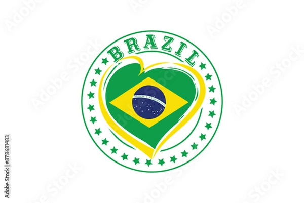 Fototapeta  I Love brazil emblem-colored vector