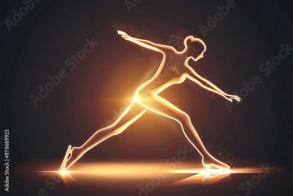 Obraz A glowing figure skating icon with a skate blade, representing elegance and precision