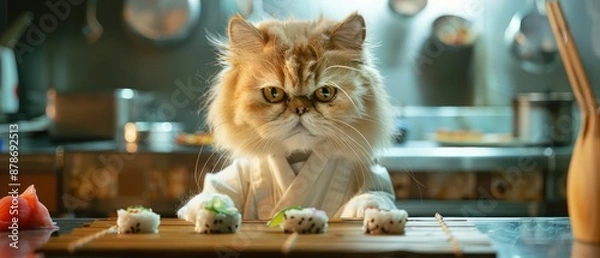 Fototapeta Amazing closeup charismatic of a Persian cat