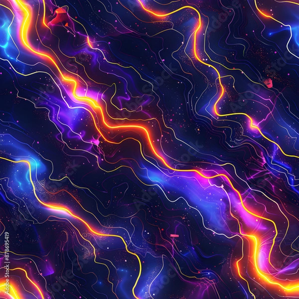 Obraz Colorful abstract pattern flowing with energy lines and particles, creating a vibrant and dynamic design