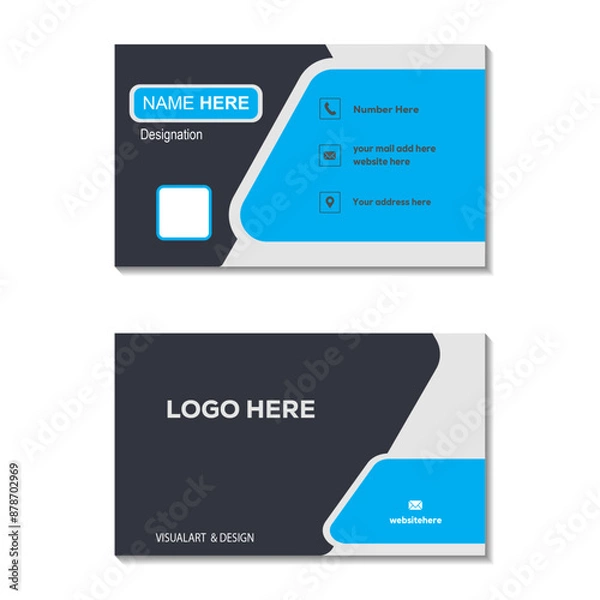 Obraz simple professional business card, flat design vector abstract creative, double sided business card