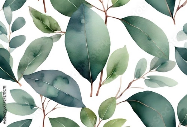 Obraz Pattern with leaves on white background.