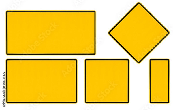 Obraz Collection Blank Yellow road signs isolated on white background
