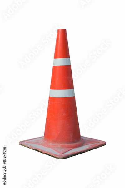 Obraz Traffic cone isolated on white background