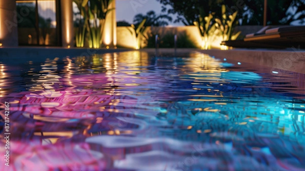 Fototapeta First-person perspective of sliding down a water slide, capturing the excitement and thrill of a summer day at a water park.