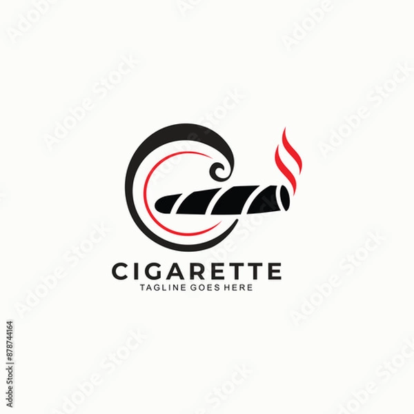 Obraz Cigarette simple design vector with c initial logo