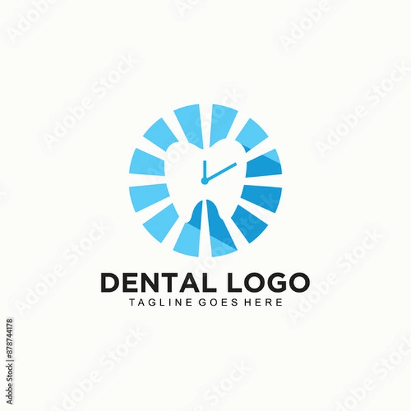 Obraz Simple dental logo design with a time theme or clock