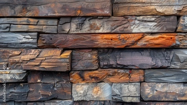 Fototapeta Wooden brick texture on stone background